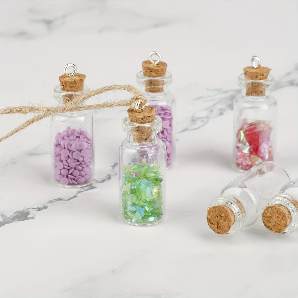 Classic 128pcs Mini Glass Bottles Set - 25pcs 2mL Spell Jars with Cork Stoppers, Round Glass Vials, 100pcs Eye Screws & 3pcs Funnels - Hand Wash Only, for Art Crafts, Wedding Party Favors, Home Decor