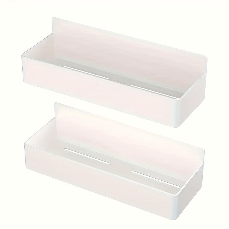 2-Pack Large Magnetic Plastic Storage Baskets for Refrigerator, Microwave, and Washing Machine - Multifunctional Kitchen Organizer, Side Spice Rack Magnetic Holder with No-Drill & Glue Required, Removable Shelf