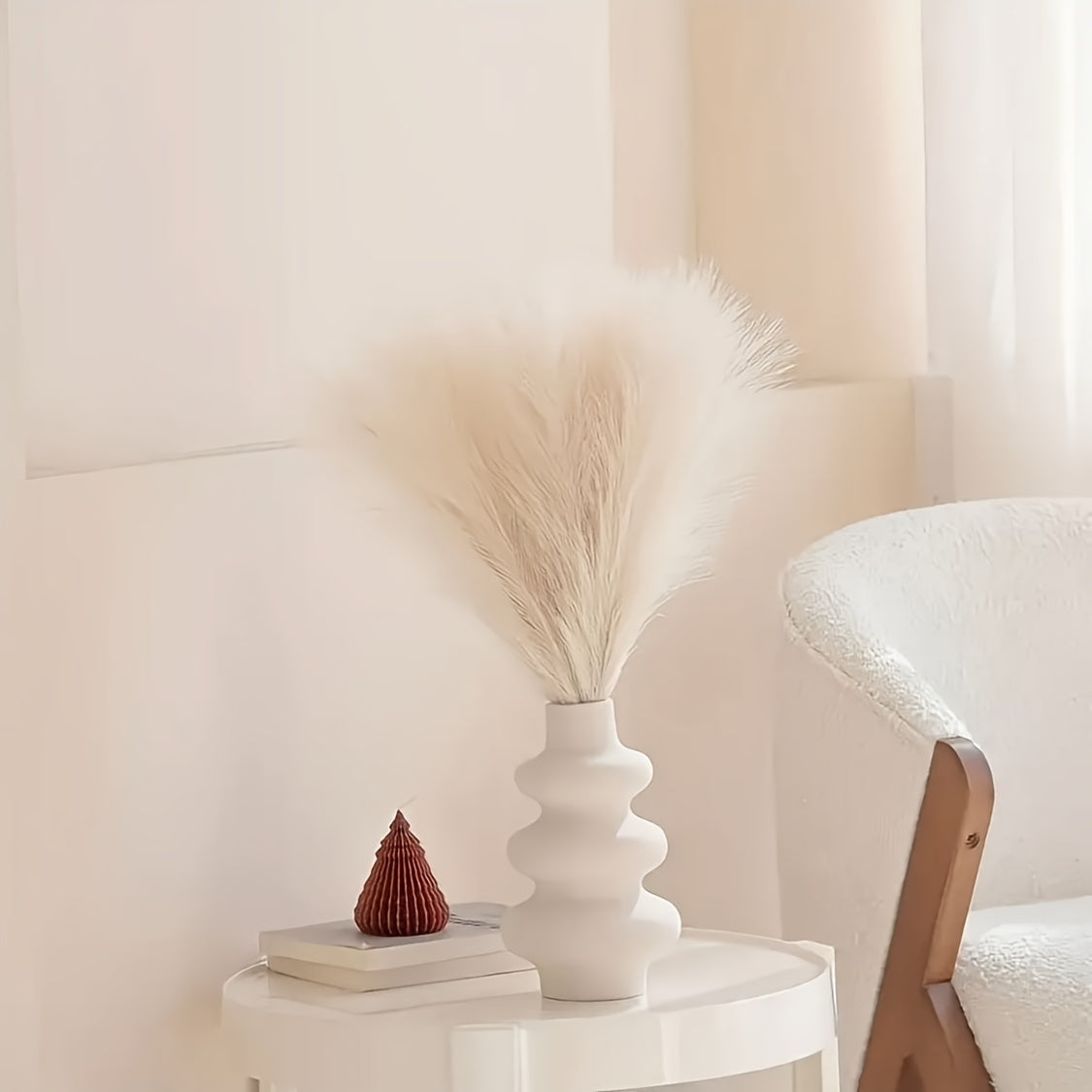 15pcs Elegant Faux Pampas Grass Bundle, 55.88cm - Cream & Light Brown, Ideal for Home Decor | Perfect for Living Room Display in White Vases, No Container Needed | Great for Christmas, Halloween, Easter, Thanksgiving, Mother's Day Decorations, Garden Deco