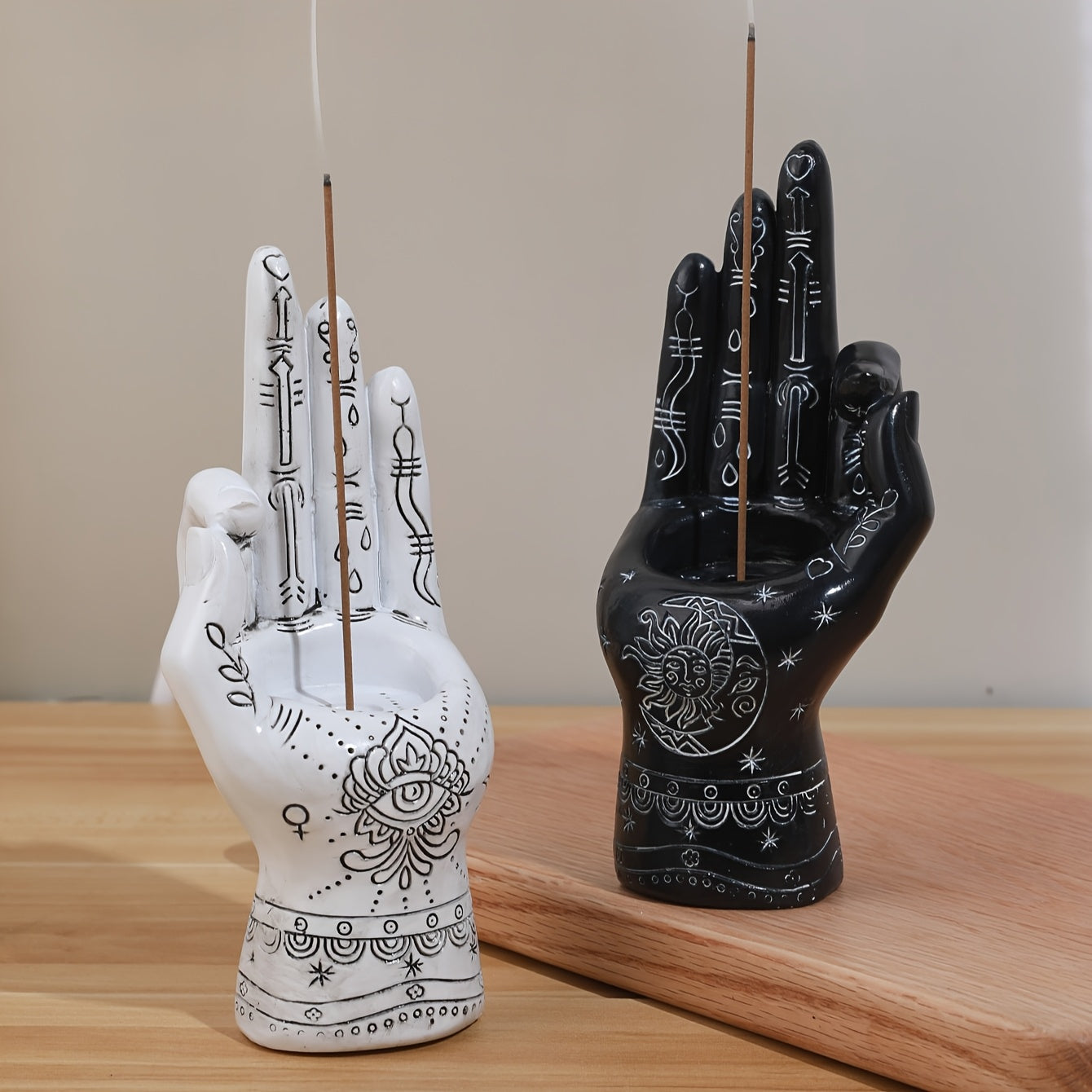 Pair of Handcrafted Resin Incense Holders