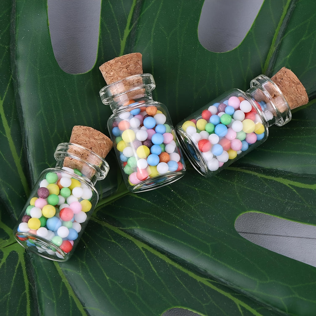 Classic 128pcs Mini Glass Bottles Set - 25pcs 2mL Spell Jars with Cork Stoppers, Round Glass Vials, 100pcs Eye Screws & 3pcs Funnels - Hand Wash Only, for Art Crafts, Wedding Party Favors, Home Decor