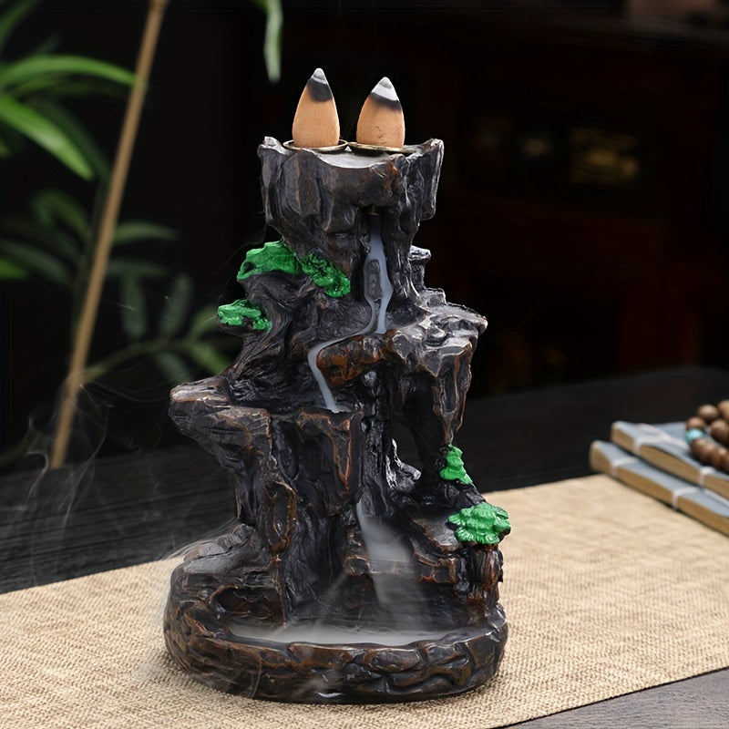 1pc, Mountain Design Backflow Incense Holder, Waterfall Incense Burner, Ornament Home Decoration For Spa, Yoga, Meditation, Gifts