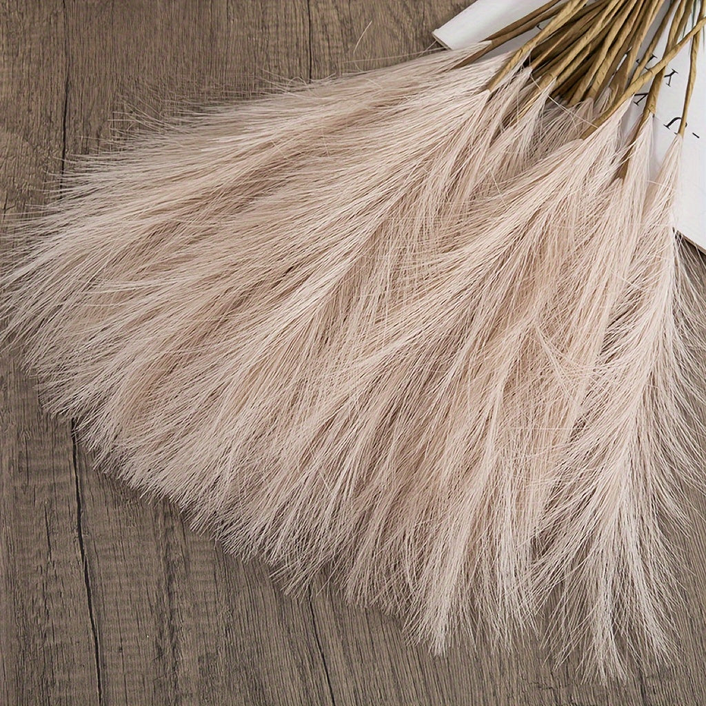 15pcs Elegant Faux Pampas Grass Bundle, 55.88cm - Cream & Light Brown, Ideal for Home Decor | Perfect for Living Room Display in White Vases, No Container Needed | Great for Christmas, Halloween, Easter, Thanksgiving, Mother's Day Decorations, Garden Deco