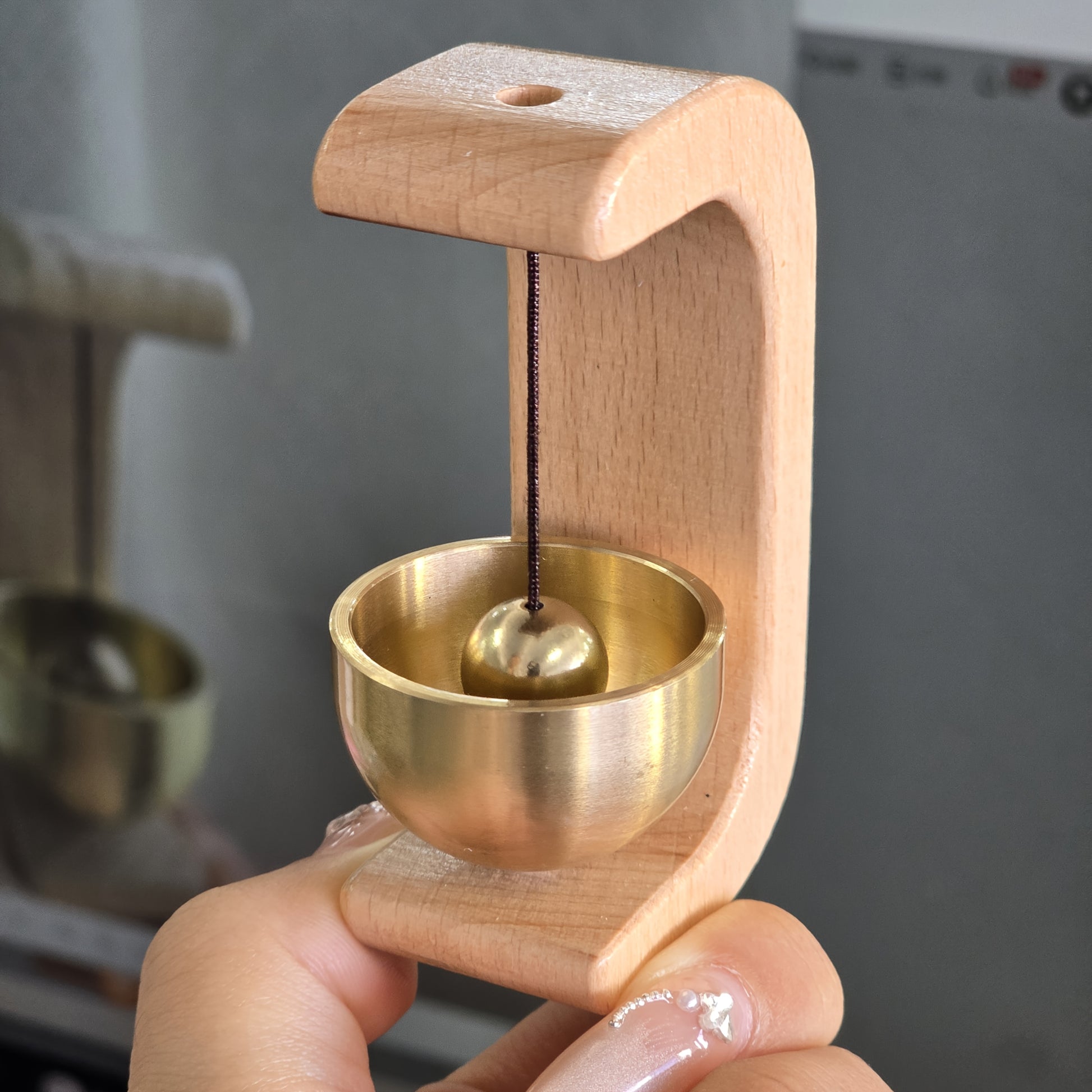 Japanese-Inspired Healing Wind Chimes with Brass Bells - Wooden Hook Design for Home & Store Entrance Decor