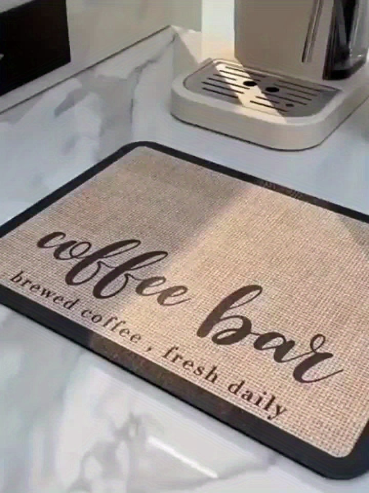 [Coffee | Print] Coffee Print 1pc Dish Drying Mat | Dining Table Decor, Perfect for Coffee Makers and Espresso Machines
