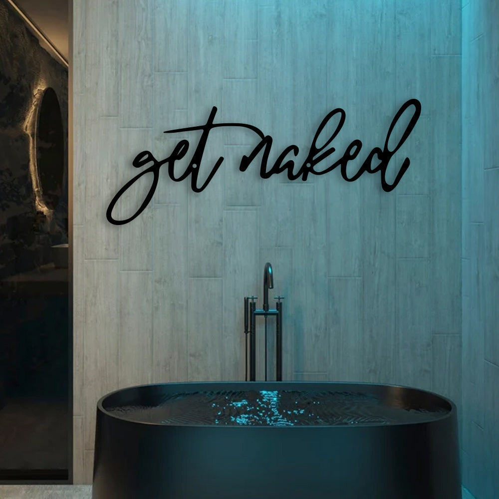 [Modern Black 'Get Naked' Wall Art] Chic Black Iron 'Get Naked' Metal Wall Art - Modern Bathroom Decor, Unique Home Accent