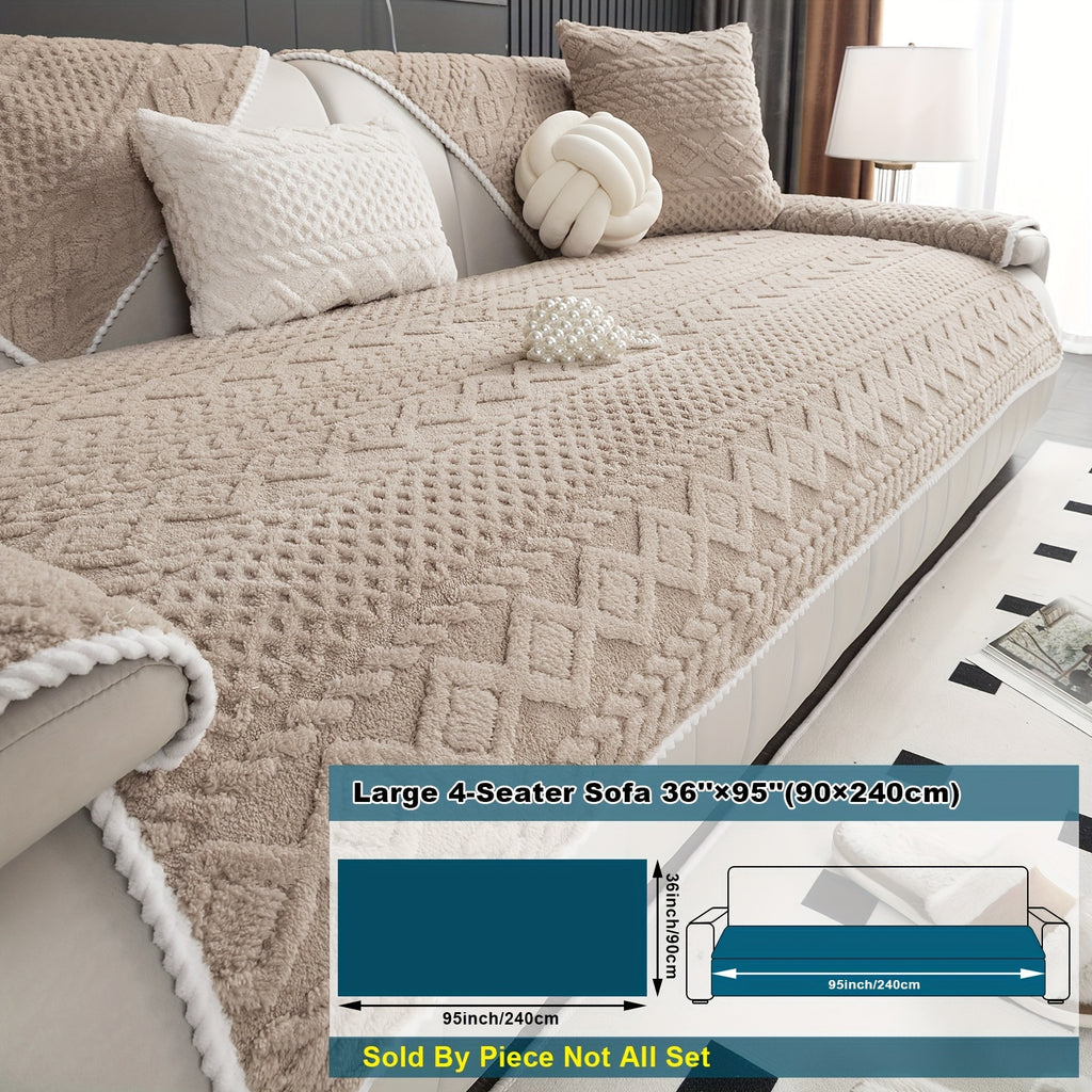 Classic Jacquard Shu Velveteen Sofa Cover - Pet-Friendly, Non-Slip, Machine Washable, Breathable 100% Polyester, 1pc
