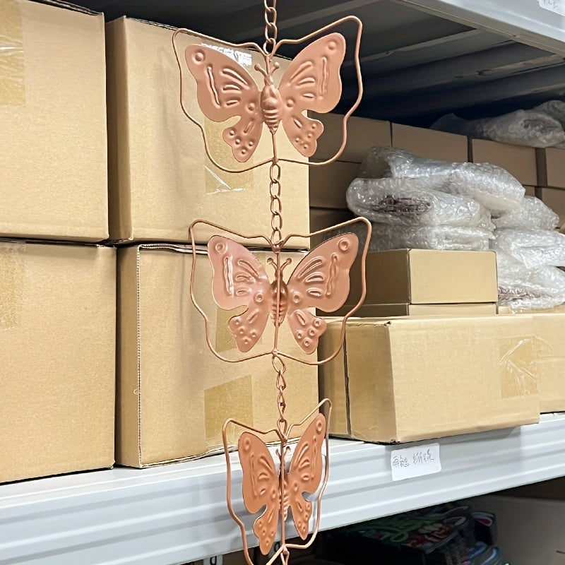Metal Wind Chimes - Charming Butterfly Rain Chain Garden Art, Indoor/Outdoor Decorative Iron Crafts