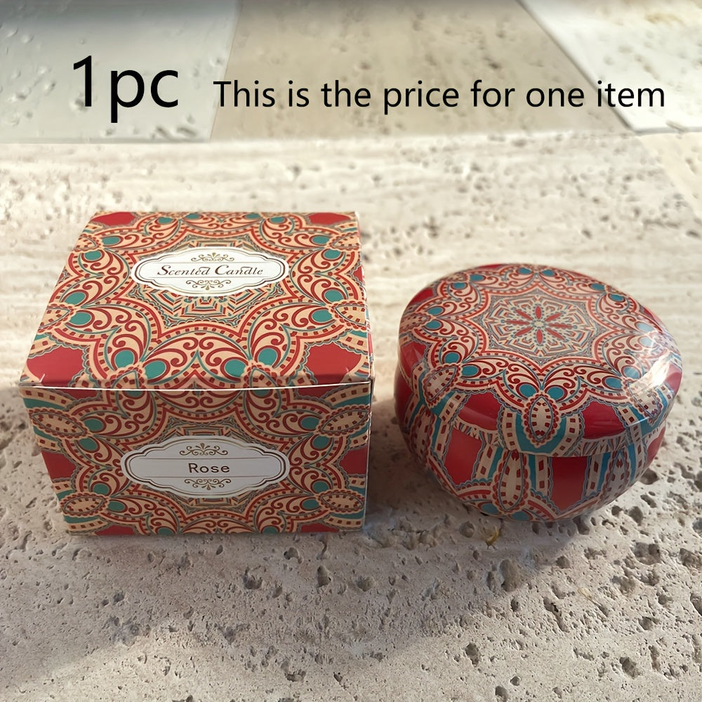 1pc Or 4pcs Bohemian Mandala Style Scented Candles Gift Set for Women, Featuring Four Different Fragrances. Ideal for Women'S Birthdays, Valentine'S Day, Weddings, Anniversaries, Mother'S Day, Thanksgiving And Other Holiday Gifts. Suitable for Spa