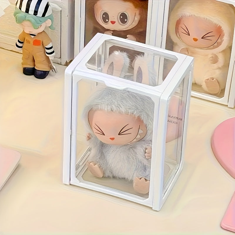 LABUBU Doll Display Stand | Stackable Organizer | Dual Mode Standing/Sitting Display Case, Suitable for Labubu Figures | Acrylic Cabinet Protects Your Collection | Popular Art Toy Gift for Collectors