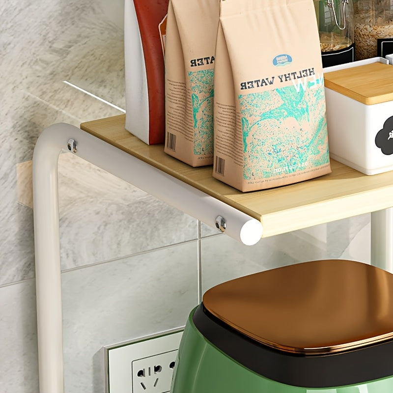 [Metal Kitchen Organizer] Metal Versatile Kitchen Organizer | Coffee, Toaster & Rice Cooker Stand with Hardwood Finish for Countertop Storage