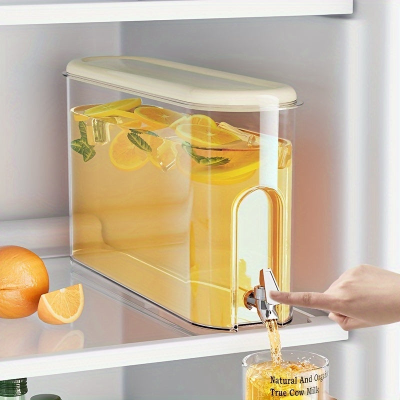 4L Plastic Refrigerator Beverage Dispenser with Spigot - Large Capacity Cold Drink Pitcher, Fruit Infuser Water Jug for Juice, Tea, Cold Brew, Household Beverage Tub with Tap (Set of 1)