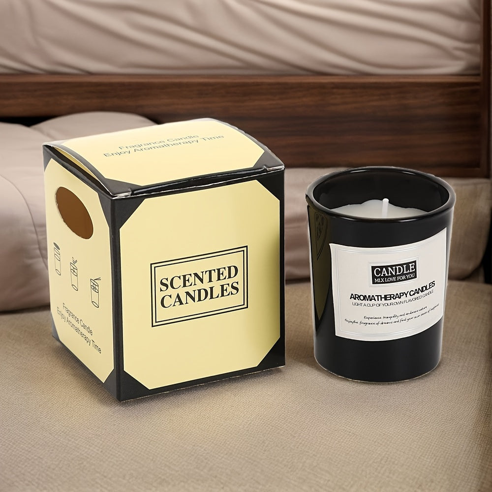1 shiny black glass aromatherapy candle, lavender sandalwood fragrance, home creative decoration, birthday party gift, smokeless fragrance candle, Perfect for Thanksgiving
