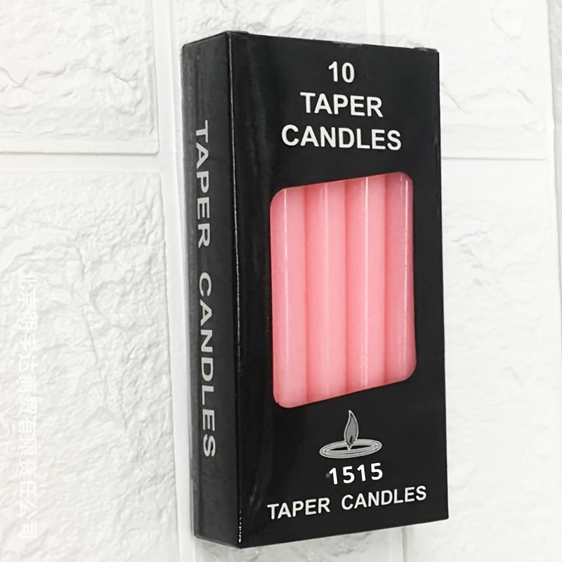 10 Fragranceless Straight Candles - Household Lighting Candles, Smokeless Romantic Wedding Long Pole Candles, High-End Wax Candles for Dining Tables, Restaurants, Gatherings, Easter, Day, and Valentine's Day