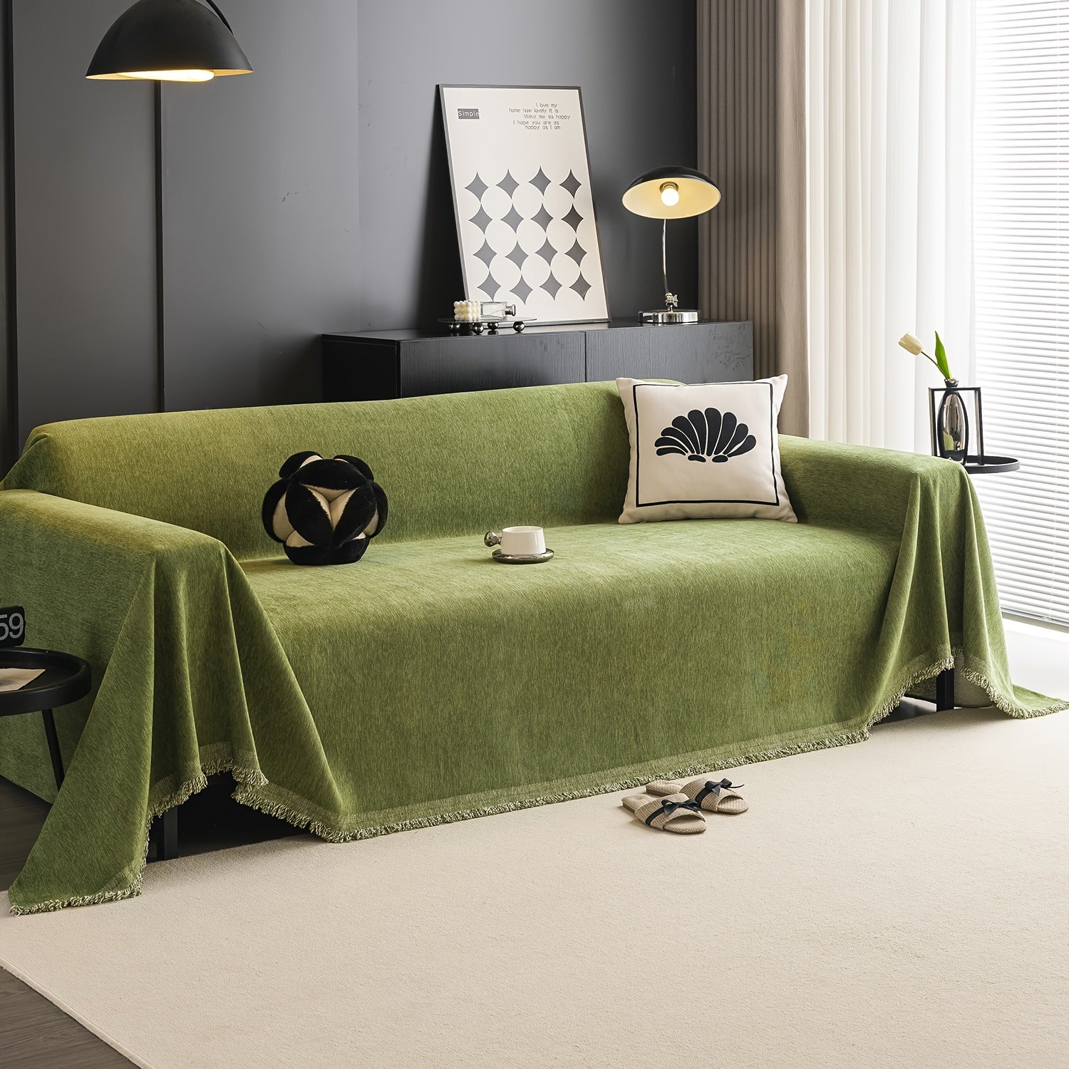 1pc Pet-Friendly Sofa Cover - Washable, Modern Gray Chenille Slipcover for 3-4 Cushion Sofas, Sectional Couch Protector for Living Room Furniture, Petfriendly Design, Sofa Protection Cover