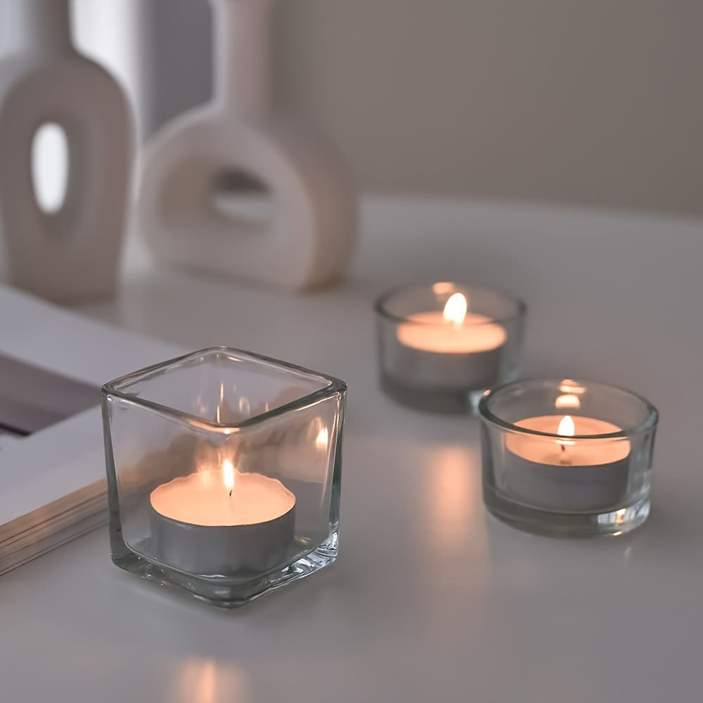 100pcs Unscented White Tea Wax Candles - Smokeless, Long-Lasting 3-4 Hour Burn Time for Weddings, Halloween, Christmas, Cafes, Birthdays & Hotels, Best for Christmas, Perfect for Thanksgiving