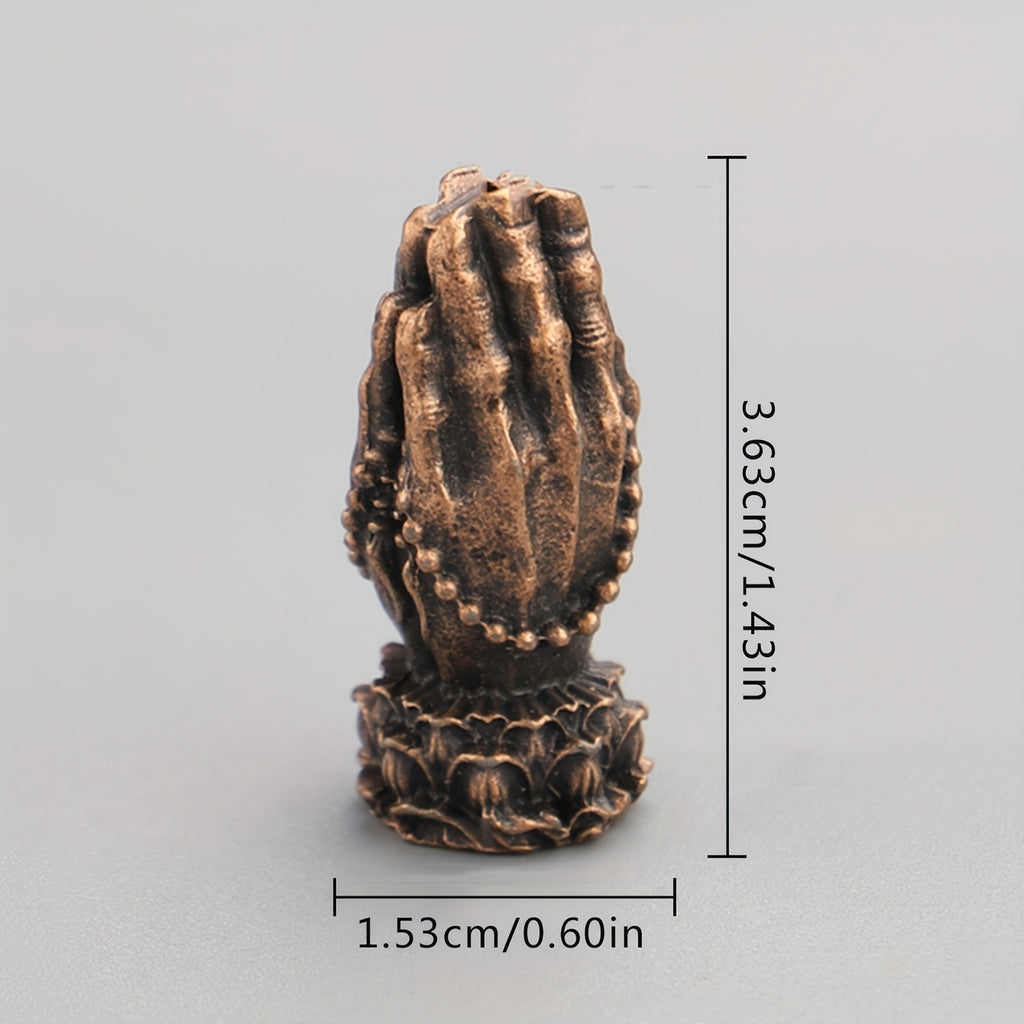 1PC Red Copper Guanyin Buddha Hand Palm Together Alloy Incense Holder Incense Seat, Home Decor, Meditation Relax Yoga Room, Office Home Study Deodorant Incense Burner, Room Decor, Suitable For Camping, Garden, Patio, Classic Candlelight Dinner Props