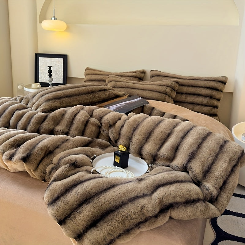 High-end soft striped multifunctional blanket