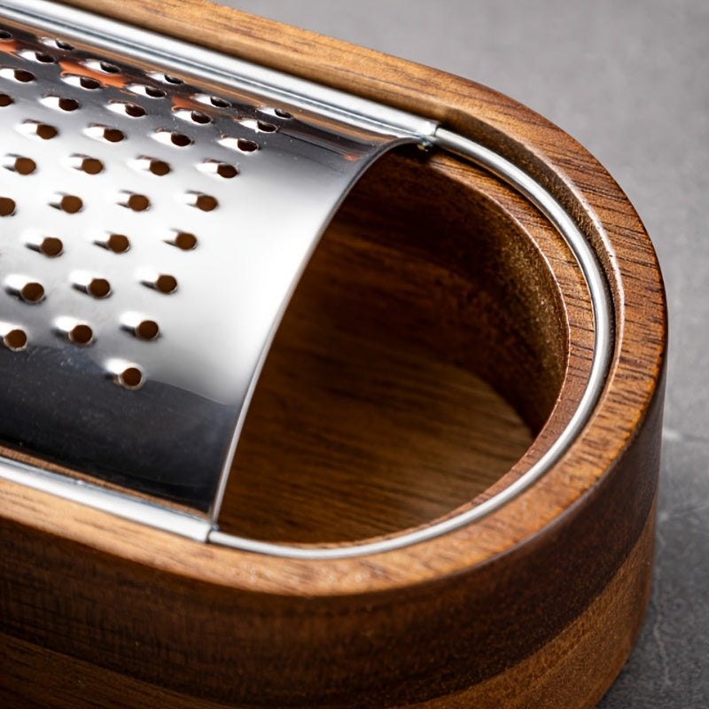 Premium Acacia Wood Handle Stainless Steel Cheese Grater