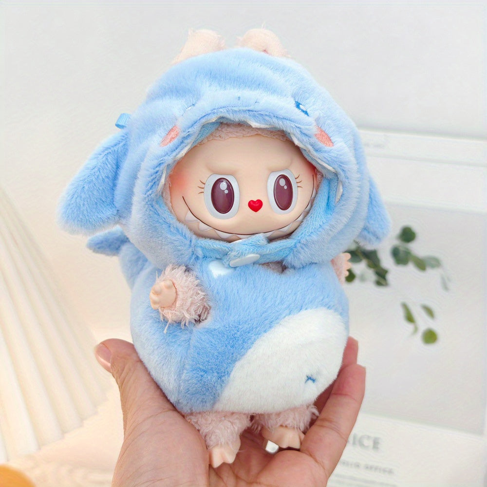 LABUBU Costume Accessories Macaron Labubu Appearance Decorative Items, Cute 3D Shark Dinosaur Suit, Suitable for 15-17cm Doll Clothes. Handmade Decoration-No Doll Included