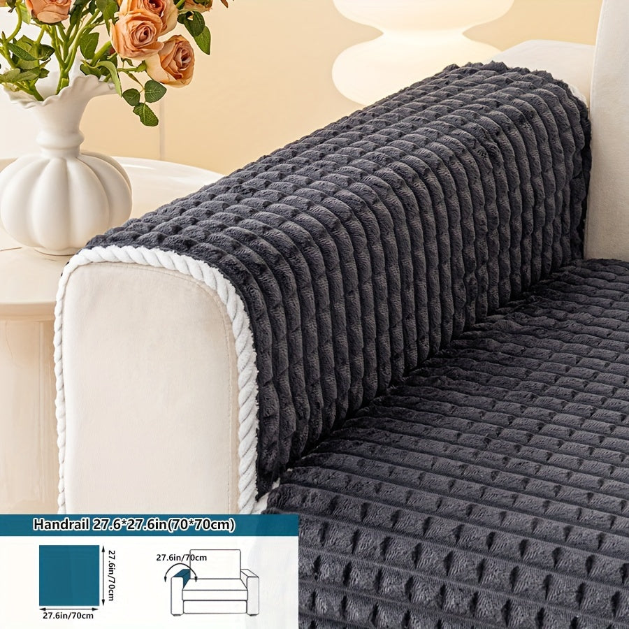 1pc Plush Sofa Cover - Soft, Thick, and Pet-Friendly Couch Protector for All Seasons, Non-Slip Furniture Slipcover for 1 to 4-Seater Sofas, Beige/Light Green/Dark Gray/Black Options, Perfect for Living Room, Bedroom, or Office Decor, Sofa Protection Cover