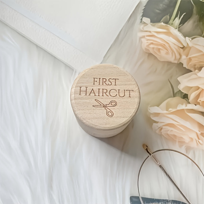 [Wooden First Haircut Memorial Container] 1pc Wooden First Haircut Keepsake Box, Light Beige, Rustic Memorial Container for 'S First Curls, Ideal for Home Decor, Christmas, Halloween Gift