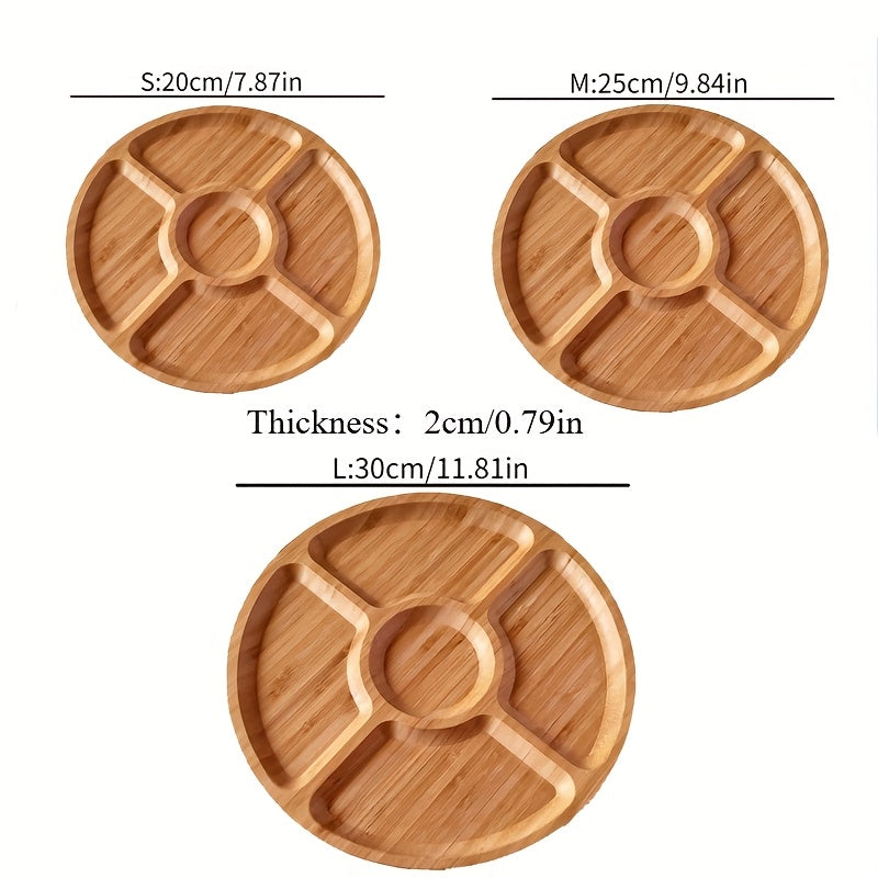 1pc Wooden Five Grids Cheese Board, Multifunctional Fruit Tray, Reusable Plate for Appetizer, Dessert, Candy, and Kitchen Decoration
