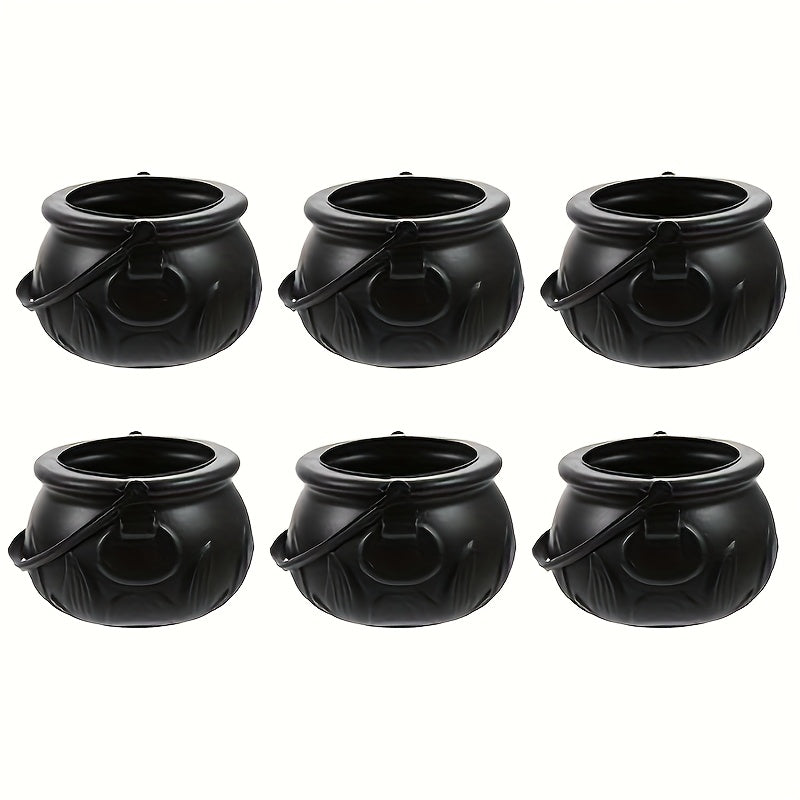 6pcs Mini Cauldron Kettles, Novelty Kettles, Halloween Black Cauldrons Holder, Witches Cauldron, Cauldron Pot Party Favors-(non-food contact)