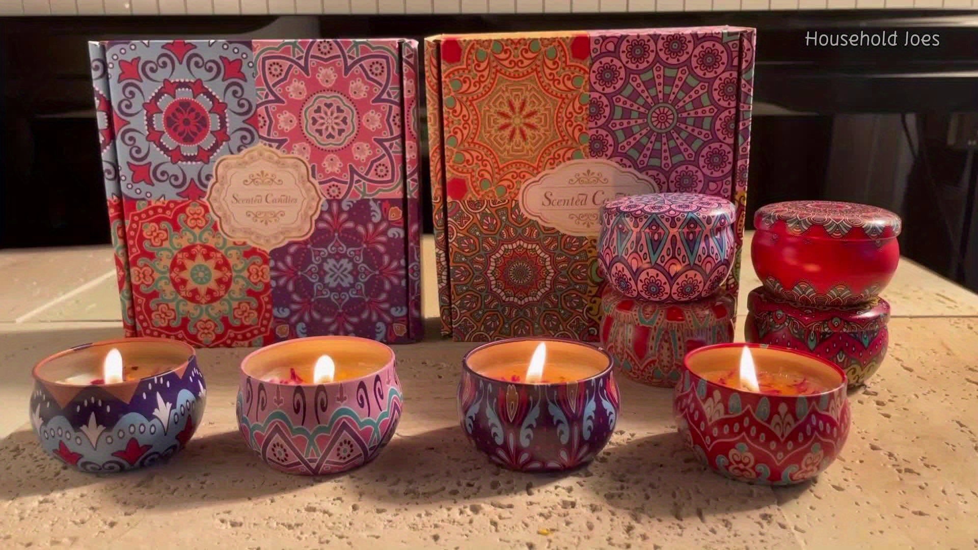 1pc Or 4pcs Bohemian Mandala Style Scented Candles Gift Set for Women, Featuring Four Different Fragrances. Ideal for Women'S Birthdays, Valentine'S Day, Weddings, Anniversaries, Mother'S Day, Thanksgiving And Other Holiday Gifts. Suitable for Spa