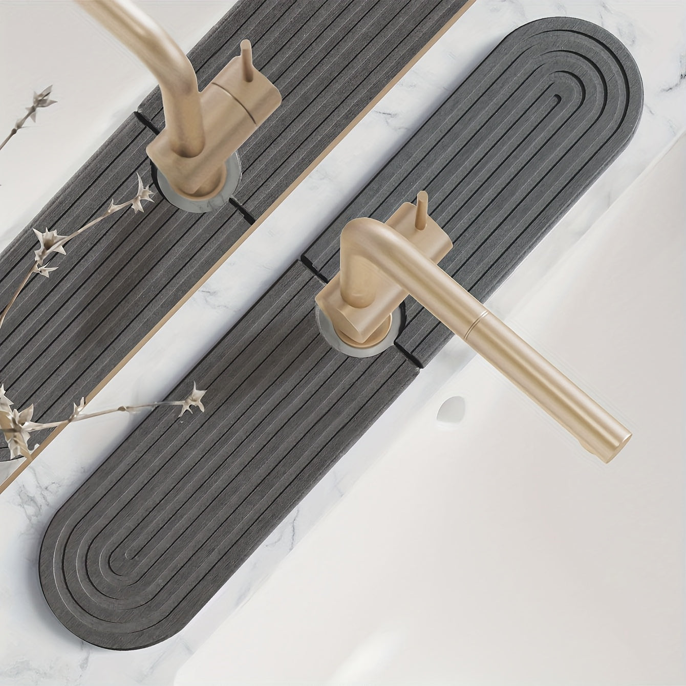 Two-piece combination silicone mudstone faucet mat