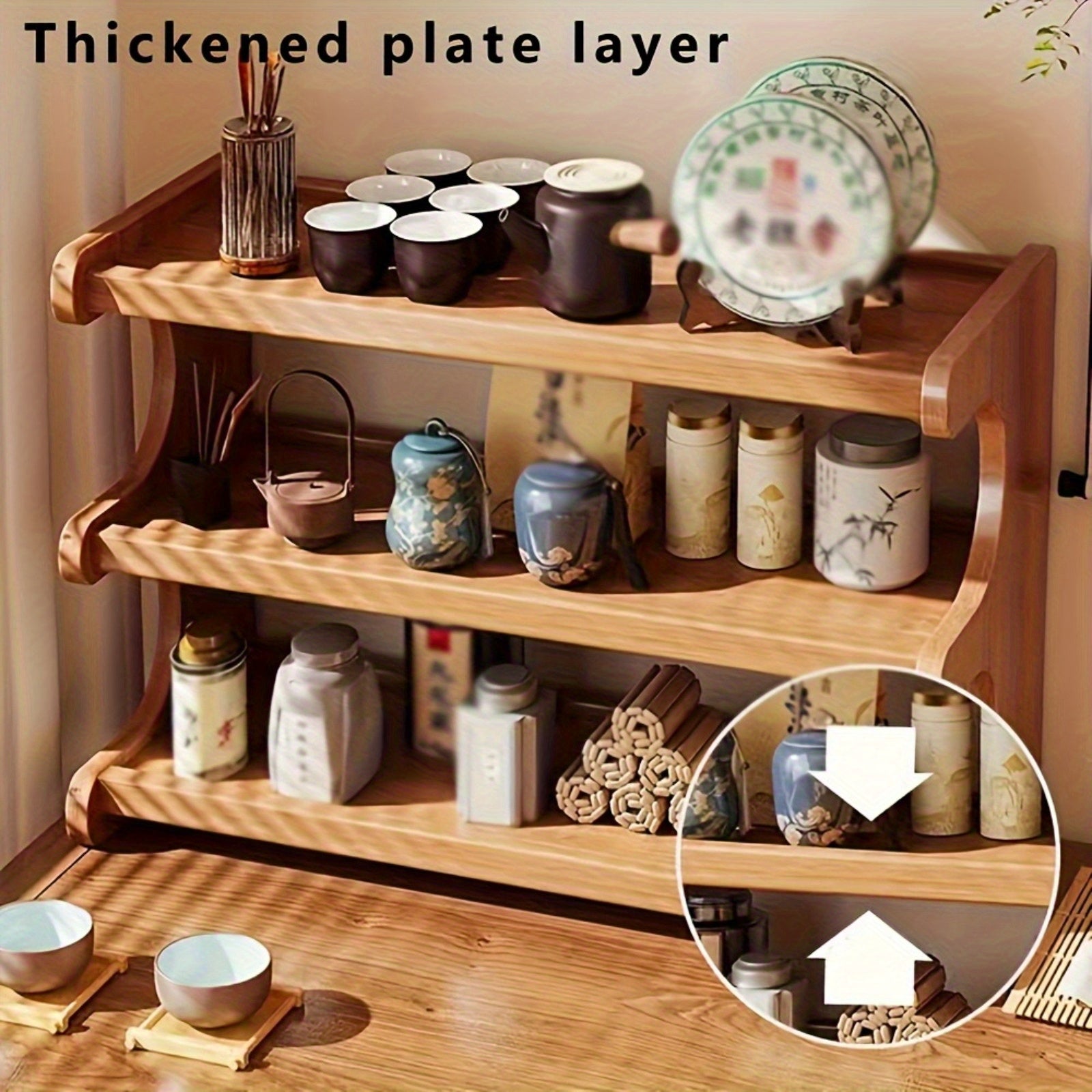 Vintage Wooden Kitchen Organizer Rack