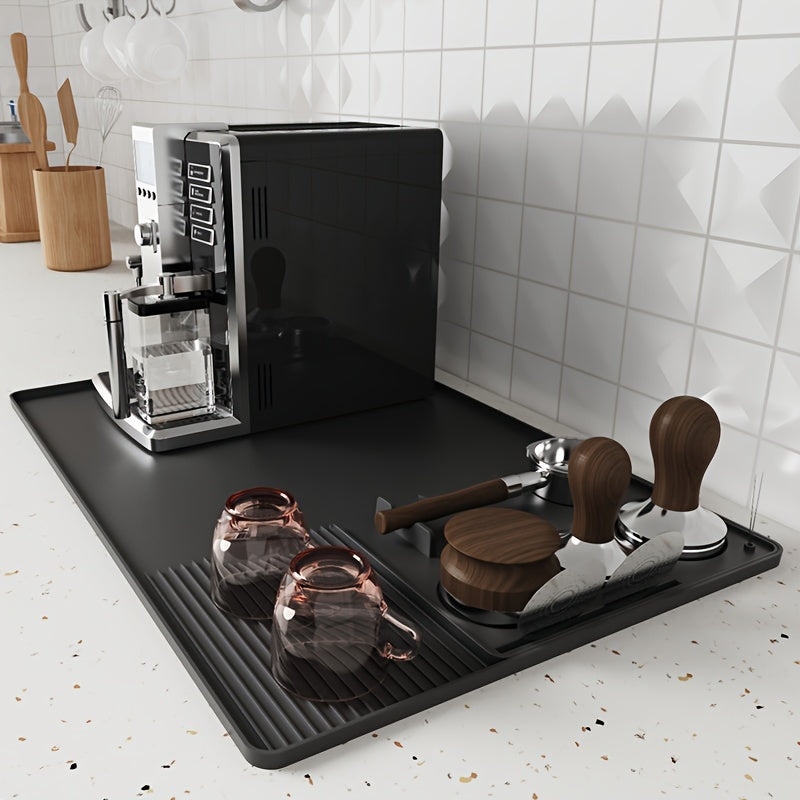 Easy-Clean Silicone Coffee Bar Mat with Tamping Pad