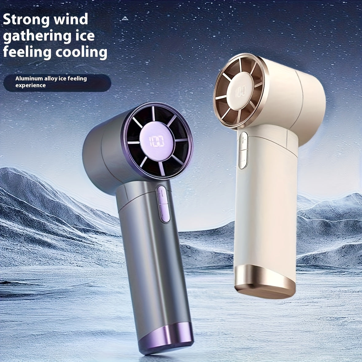 1pc Portable Turbo Handheld Fan with LED Display, 100-Speed Adjustable Mini Fan - USB Charging, 3000Mah, Maximum Wind Speed 9M/S, for Cooling, Compact And Portable, Suitable for Travel/Camping/Outdoor