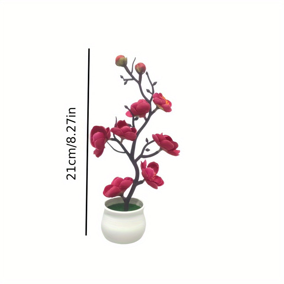 Simulated Plum Blossom Bonsai, Wax Plum Flower Bonsai, Indoor Artificial Flowers, Modern Minimalist Ornaments for Living Room Decoration, a Perfect Choice for Home Decor And Weddings.