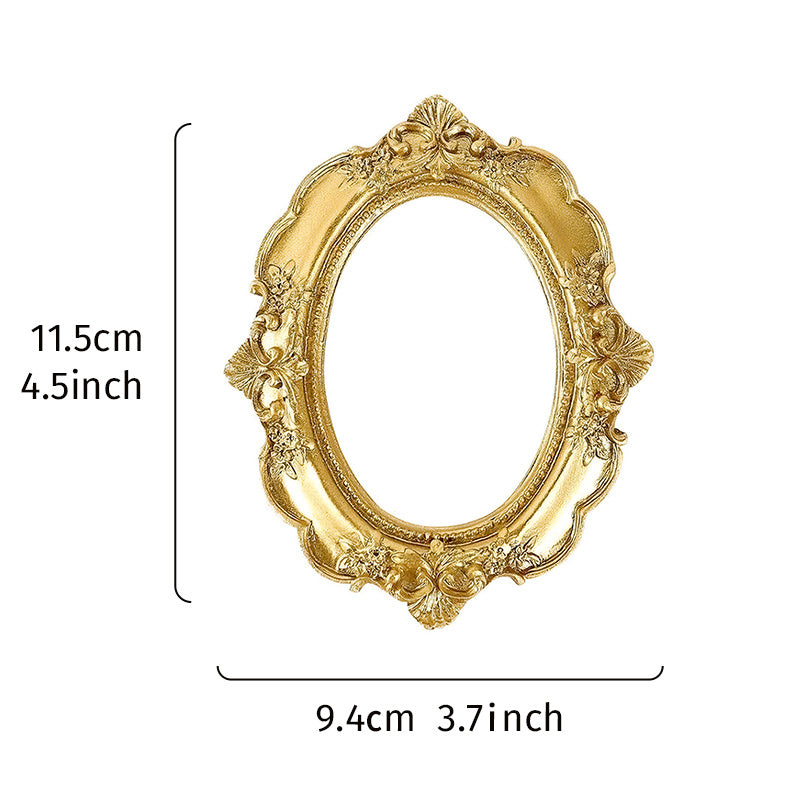 [1pc Elegant Golden Photo Frame] 1pc, Vintage Golden Photo Frame - Elegant Home Decor and Jewelry Display for Desktop Photos