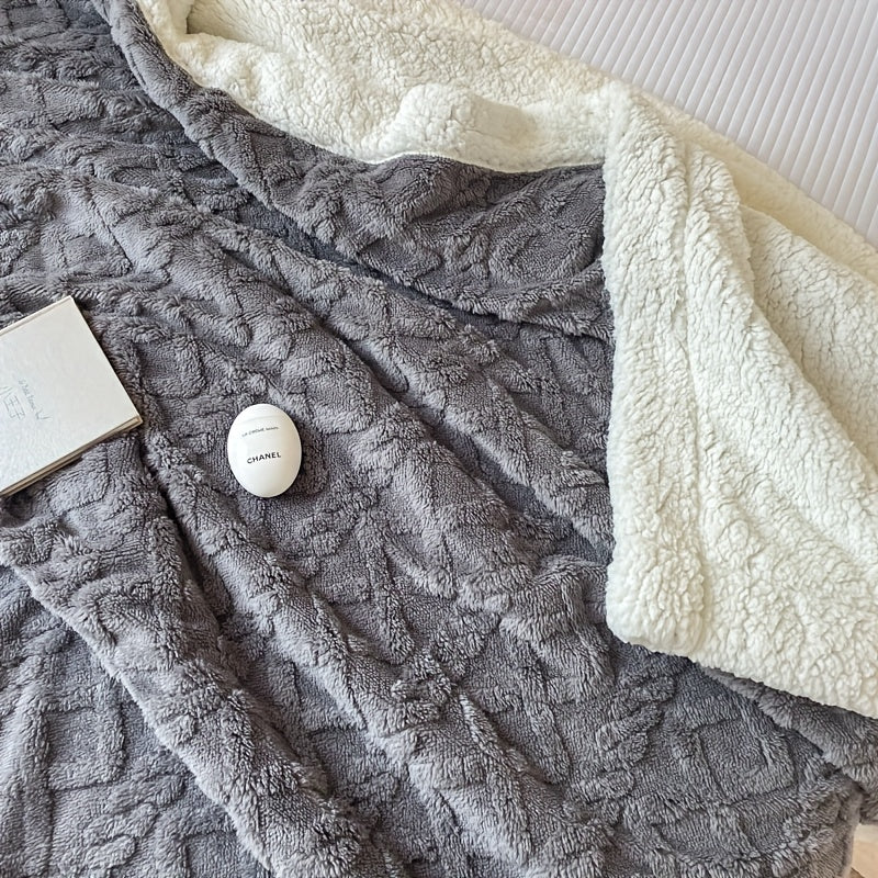 1pc Double-Sided Fleece Bed Blanket, Autumn And Winter Thickened Sofa Blanket, Air Conditioning Blanket, Suitable For All Seasons, Christmas present