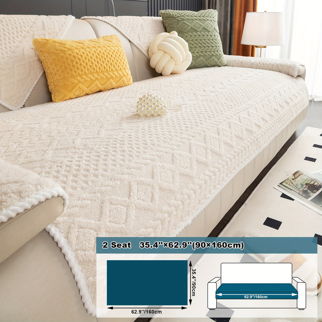 Classic Jacquard Shu Velveteen Sofa Cover - Pet-Friendly, Non-Slip, Machine Washable, Breathable 100% Polyester, 1pc