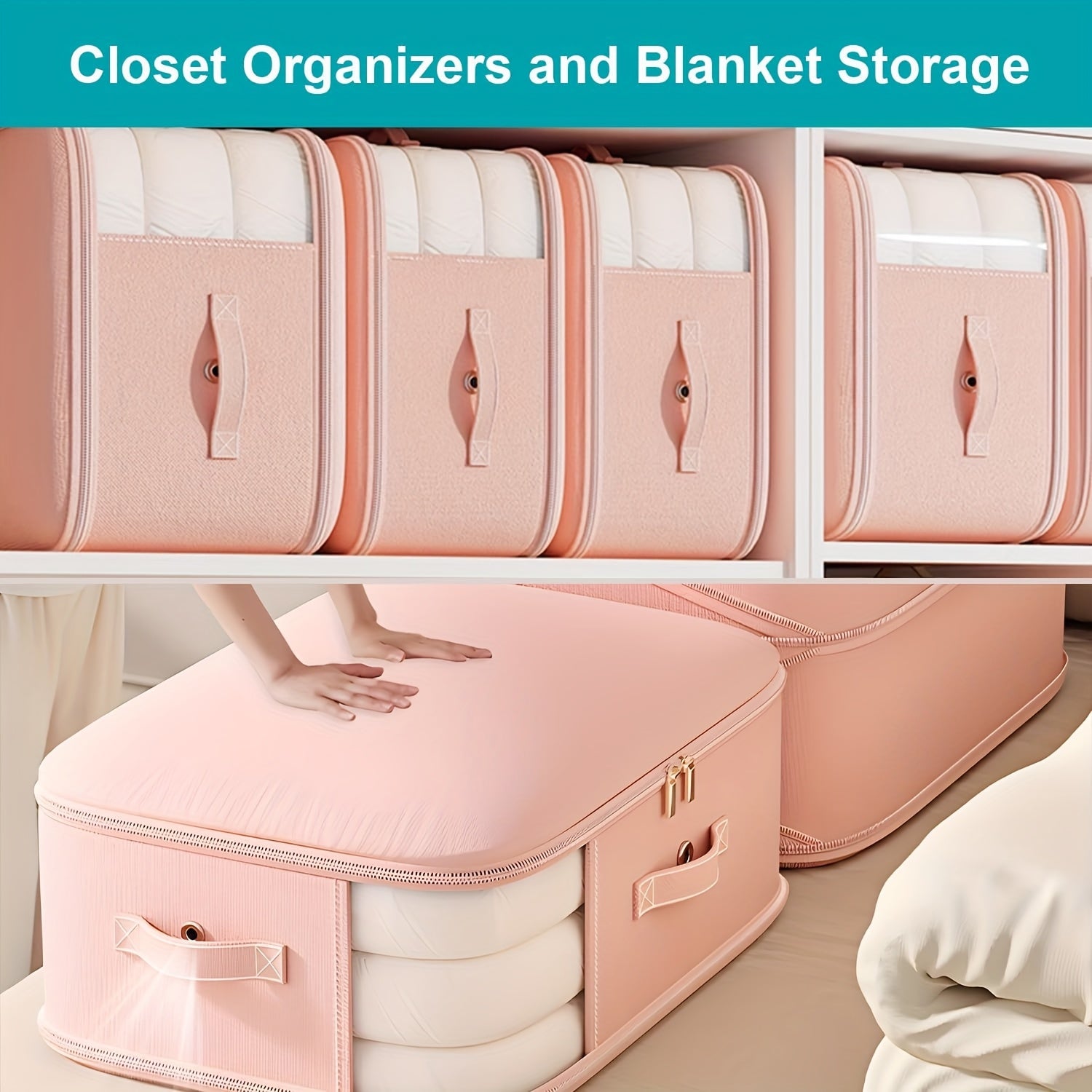 Large Capacity Oversized Portable Compression Storage Bag, Suitable for Clothes, Quilts, Pillows, Sofa Cushions, Duvets, Ideal for Bedrooms and Living Rooms, Space-Saving Organizer Helper, 4 Styles Available