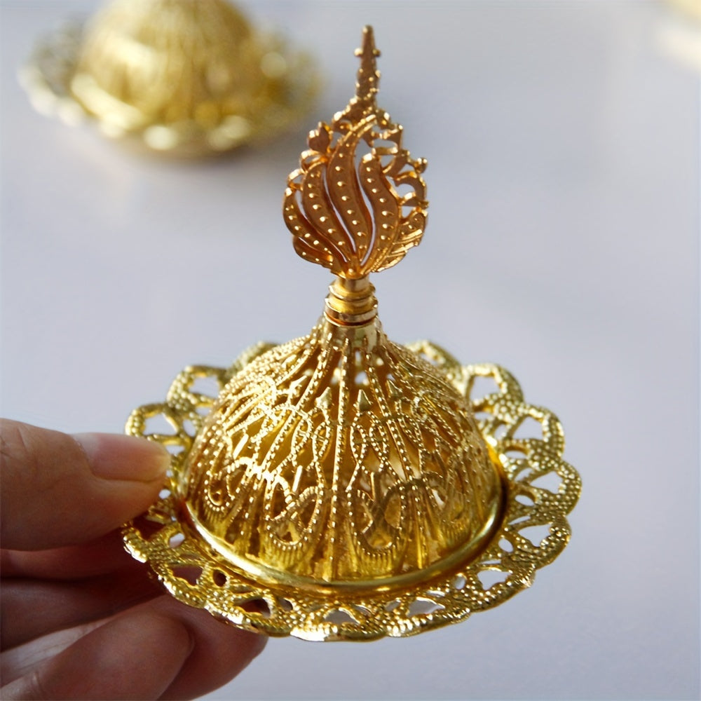 [Vintage Metal Incense Catcher Bowl] 1 Set, Metal Incense Burner, Vintage Arabic Golden Burner Catcher Holder, Incense Backflow Burner Holder Ornaments, Incense Candle Holder Ash Catcher Bowl, Desktop Miniature, Home Decor, Room Decor, Tabletop Decor, Cre