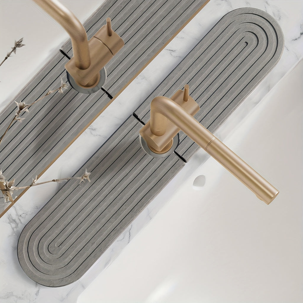 Two-piece combination silicone mudstone faucet mat