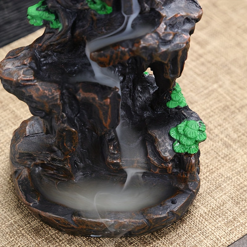 1pc, Mountain Design Backflow Incense Holder, Waterfall Incense Burner, Ornament Home Decoration For Spa, Yoga, Meditation, Gifts