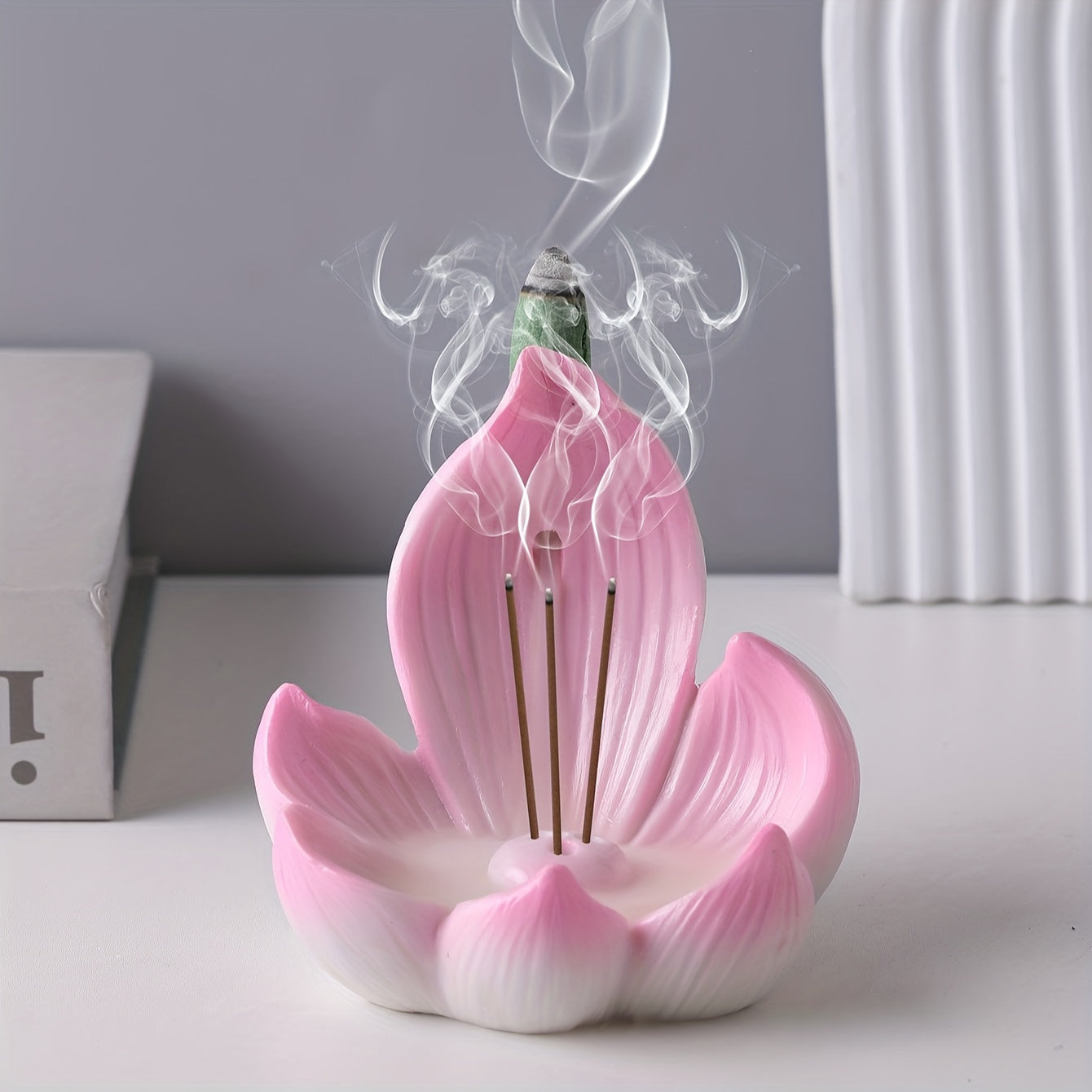 Unscented Resin Lotus Flower Incense Holder for Yoga, Meditation, and Home Decor, Ideal for Christmas, Halloween, Thanksgiving, and Ramadan