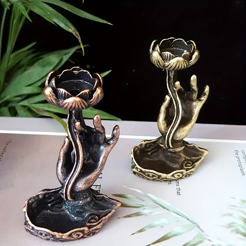1pc, Buddha Hand Lotus Incense Holder, Incense Burner, Craft Ornament For Spa, Yoga, Meditation, Home Decor, Room Decor, Gifts