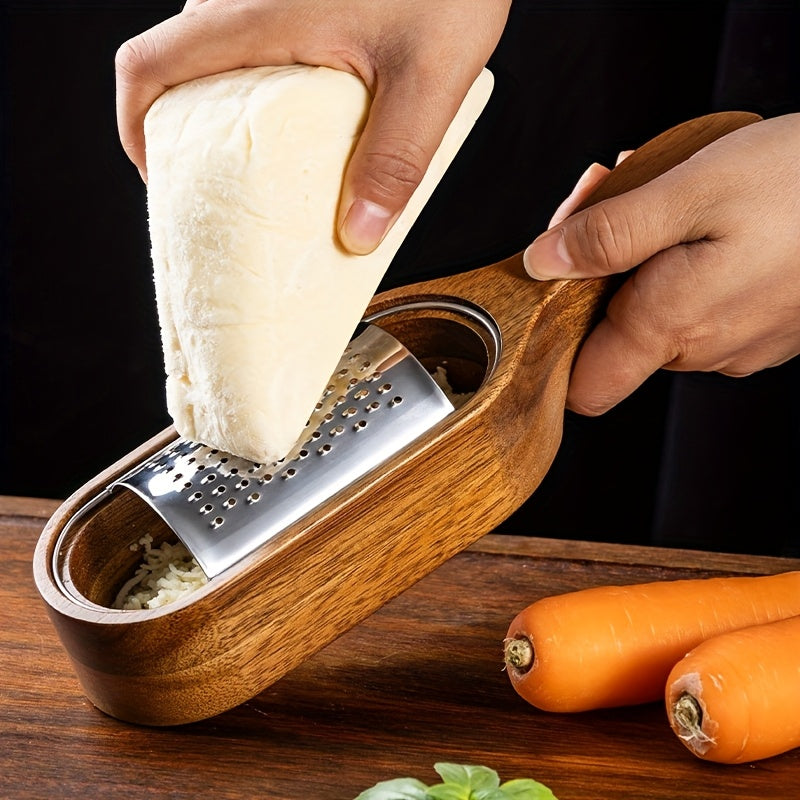 Premium Acacia Wood Handle Stainless Steel Cheese Grater