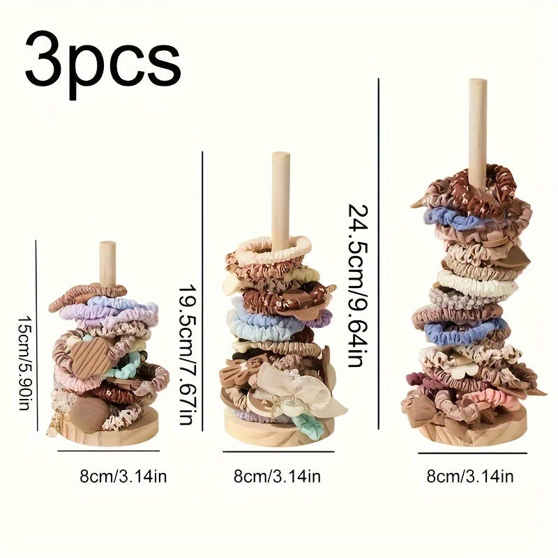 Chic Solid Wood Hair Accessory Organizer - Vintage Style Storage Rack for Hair Ties, Clips & Jewelry Display, Hair Accessories Storage Box