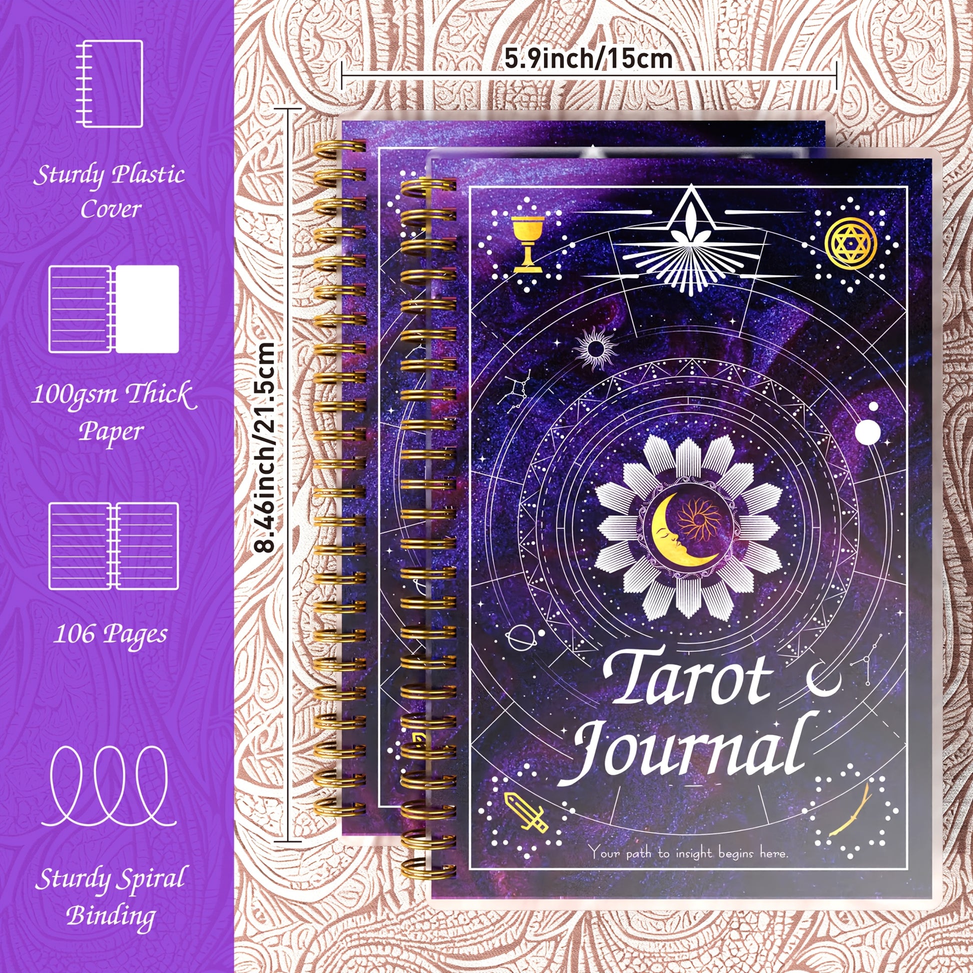 Tarot Journal for Card Reading, Daily Tracker and Reflection Planner, Mystic Notebook for Beginners and Experts, Divination and Manifestation Journal, A5 Planner for Tarot Spreads and Interpretations