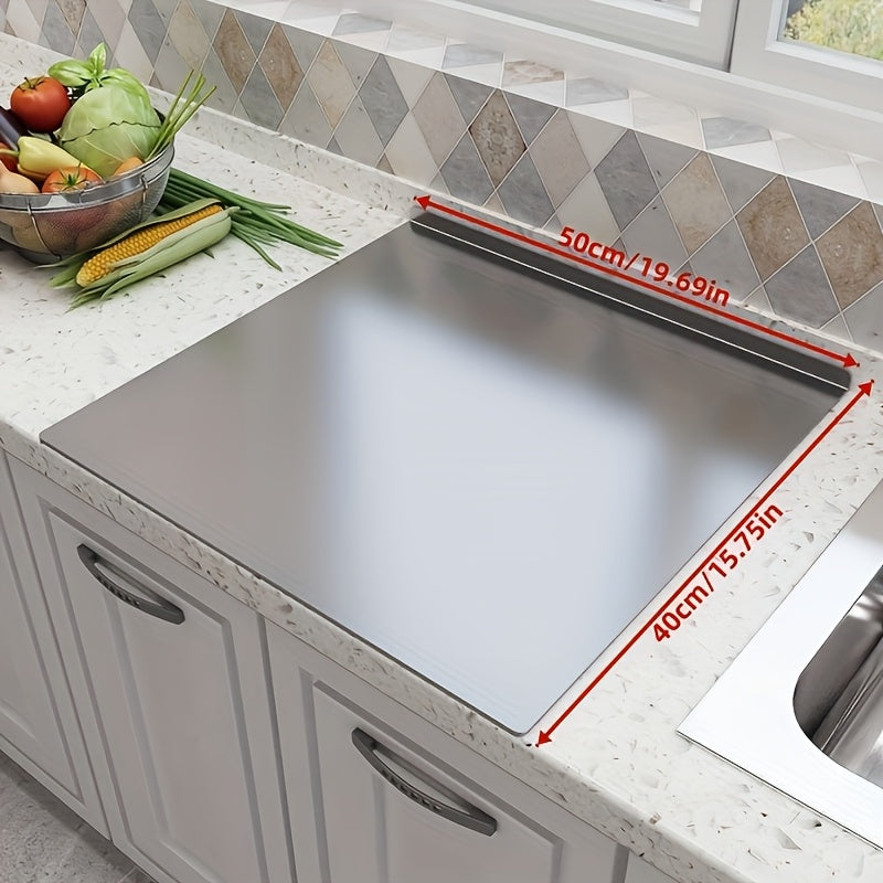 1pc Premium Stainless Steel Cutting Board - Heavy-Duty, Non-Slip, Easy-to-Clean Chopping Block for Meat, Fruits, Vegetables, Bread, and Baking - Ideal Kitchen Essential with Lip for Food Safety - Suitable for Christmas, Halloween, Easter, Hanukkah, Thanks