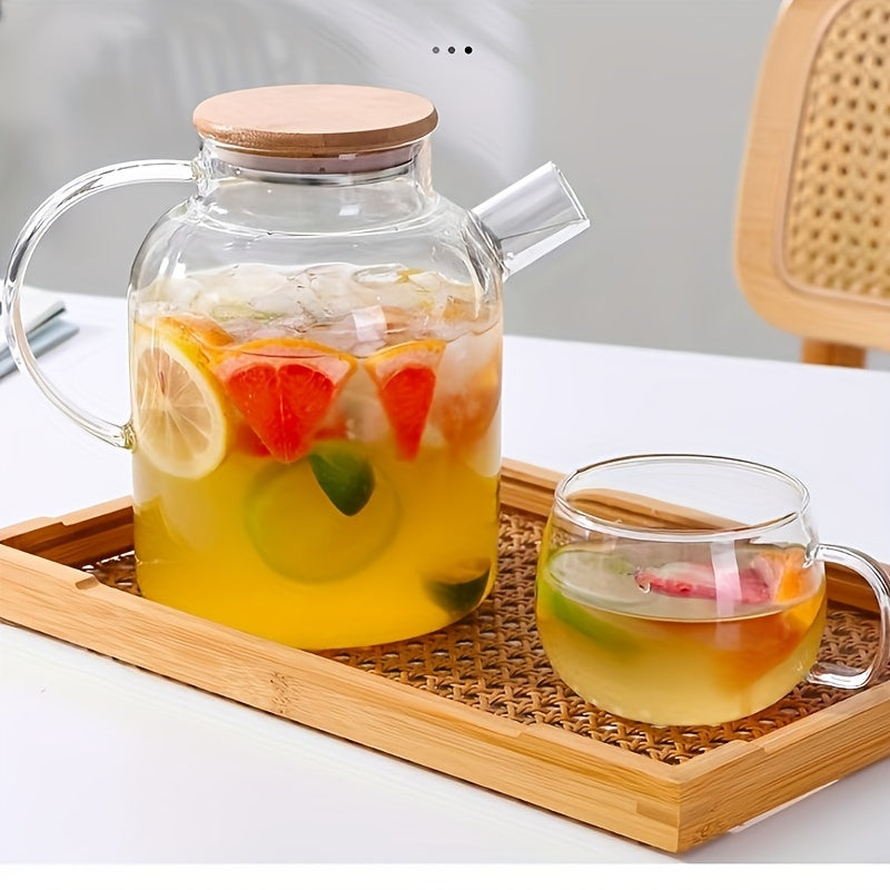 Large Capacity Borosilicate Glass Teapot with Infuser - High Temperature Resistant, Transparent, Ideal for Steamed Juice & Iced Tea - Essential Home Kitchenware for Holidays like Halloween, Christmas, Easter, Thanksgiving, Halloween Tableware|Stylish Glas