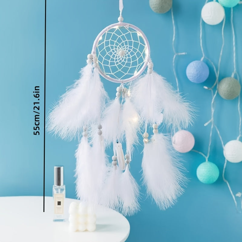 [1pc Whimsy Wind Chime Hanging Ornament] 1pc Glam Style Whimsy Wind Chime Hanging Ornament, Fairy Tale Theme, Artificial Faux Feather Decor for Bedroom, No Power Needed