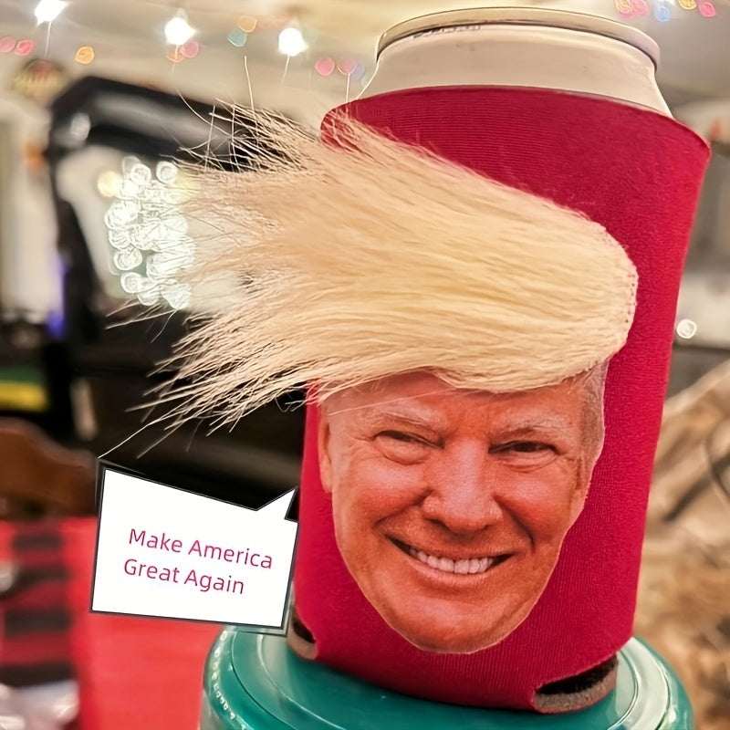 1pc Trump-Themed Holiday Decor - Polyester Can & Cup Cover for Halloween, Christmas & More - No Power Needed